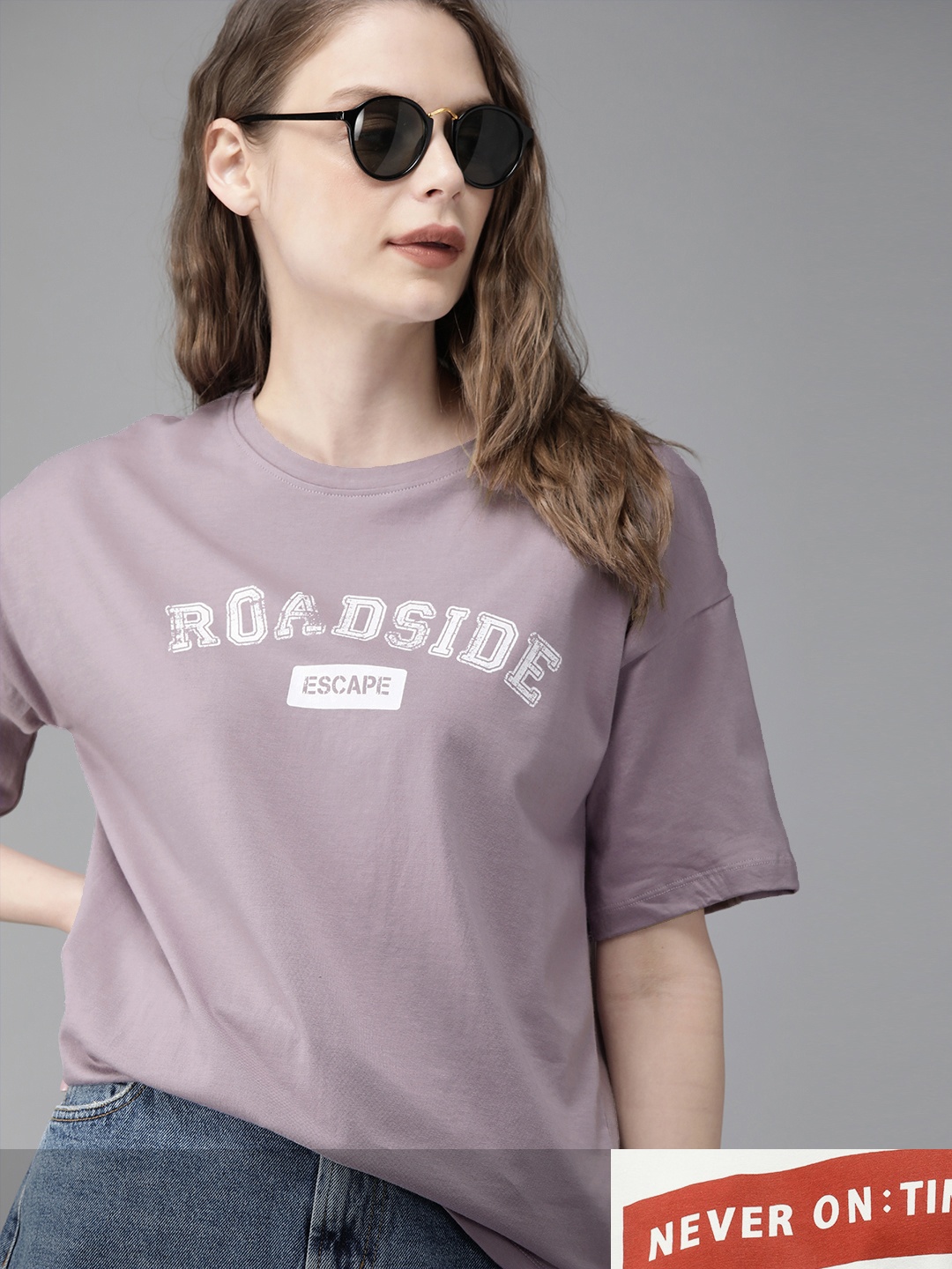 

Roadster Women Pack of 2 Pure Cotton Printed T-shirts, Lavender
