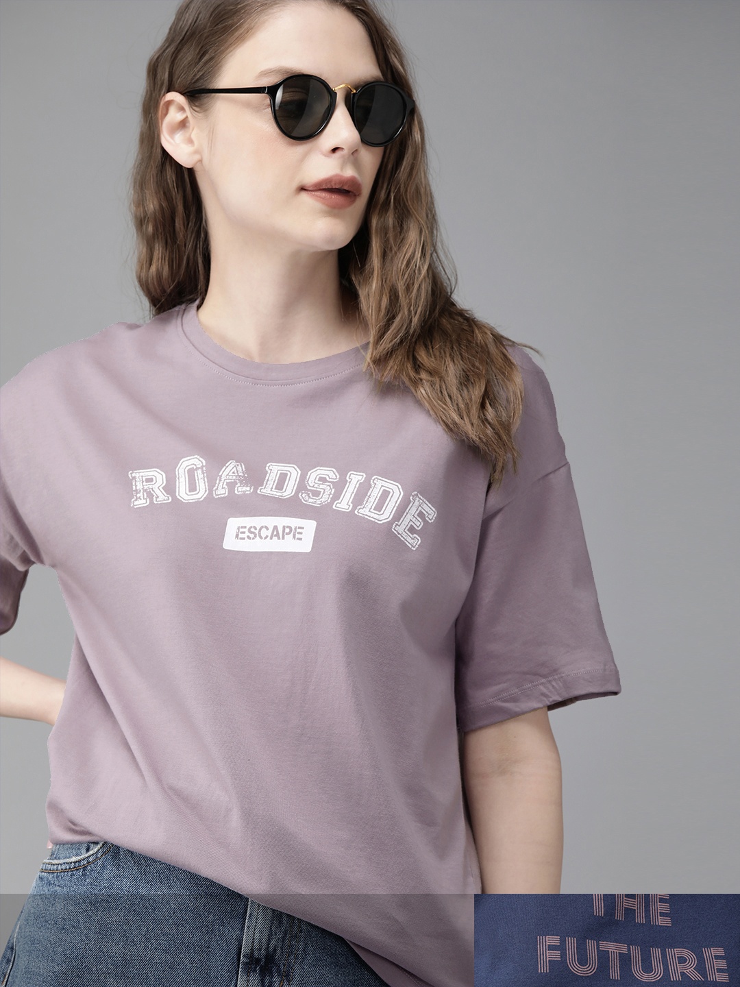 

Roadster Women Pack of 2 Pure Cotton Printed T-shirts, Lavender