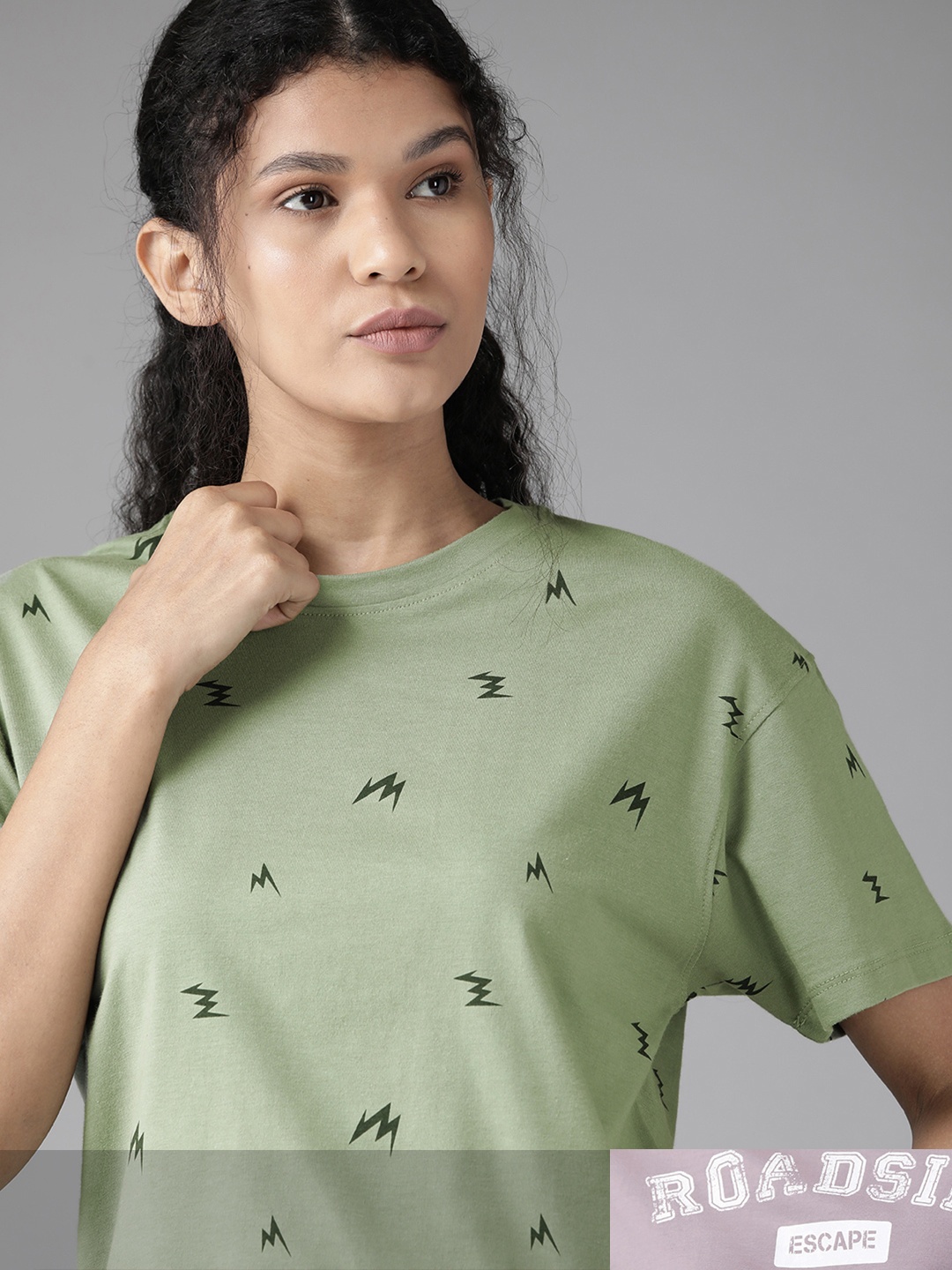 

Roadster Women Pack of 2 Pure Cotton Printed T-shirts, Green