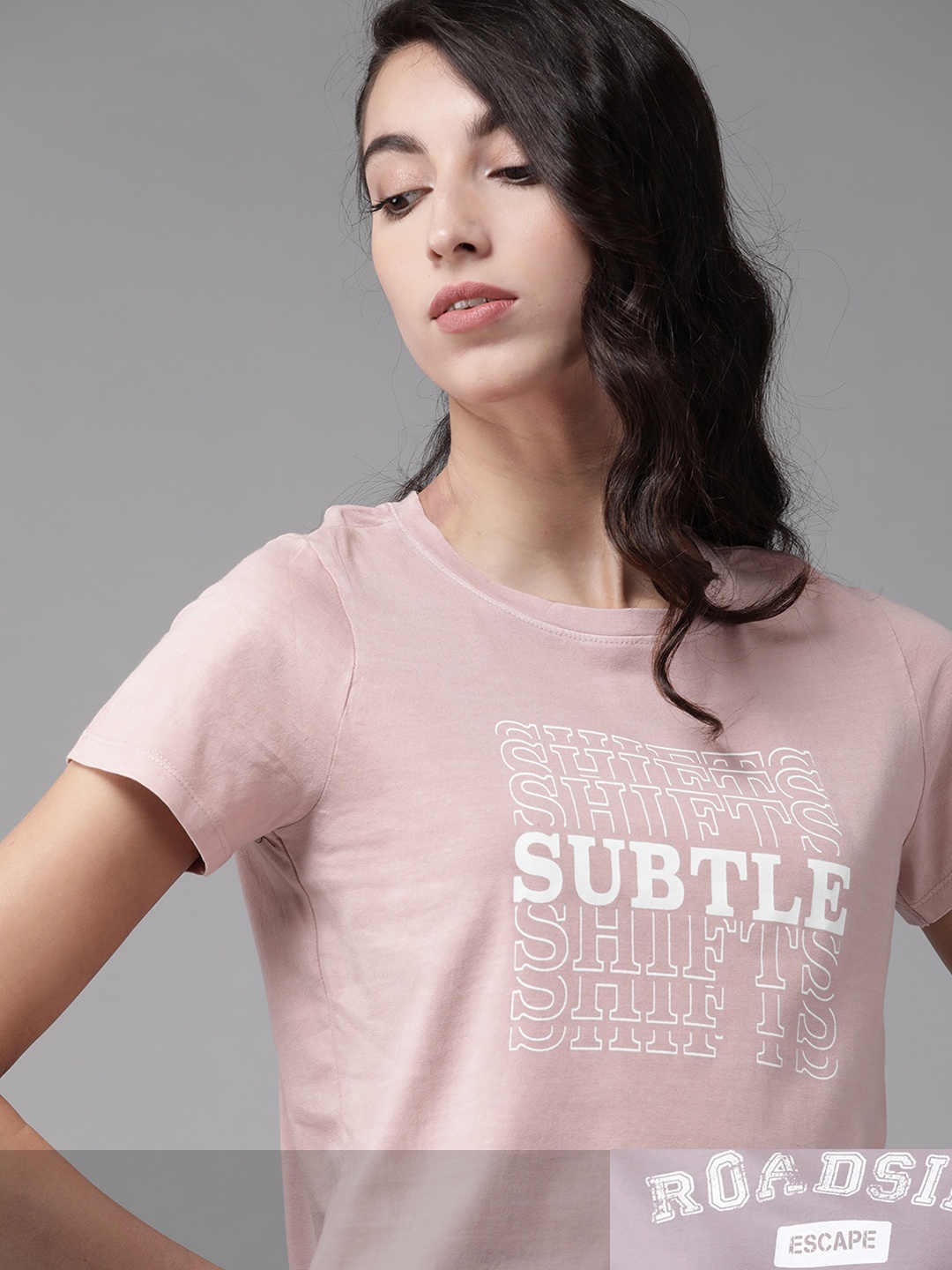 

Roadster Women Pack of 2 Pure Cotton Typography Print T-shirts, Lavender