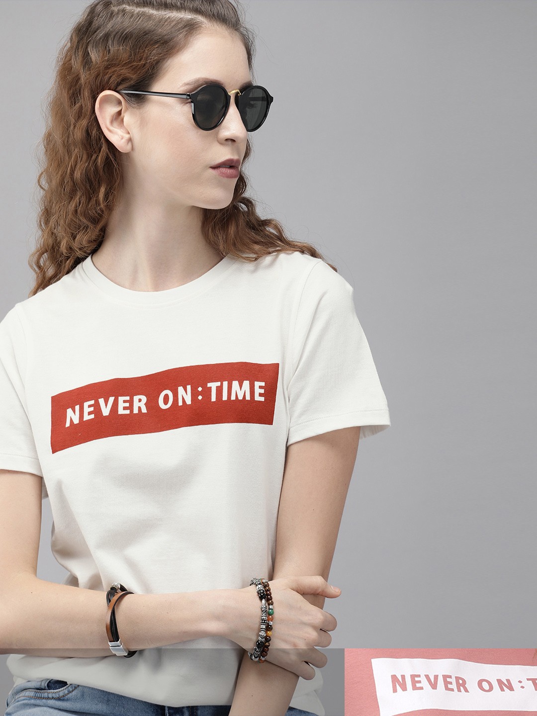 

Roadster Women Pack of 2 Pure Cotton Printed T-shirts, White