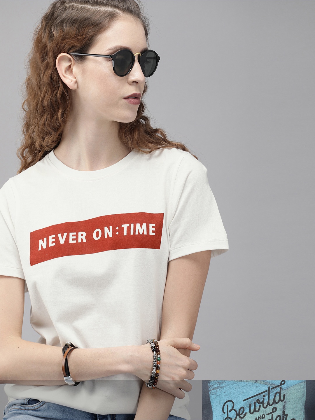 

Roadster Women Pack of 2 Pure Cotton Printed T-shirts, White