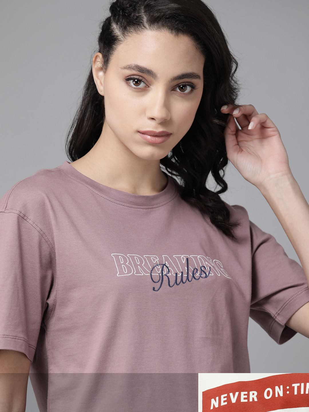 

Roadster Women Pack of 2 Cotton T-shirts, Mauve