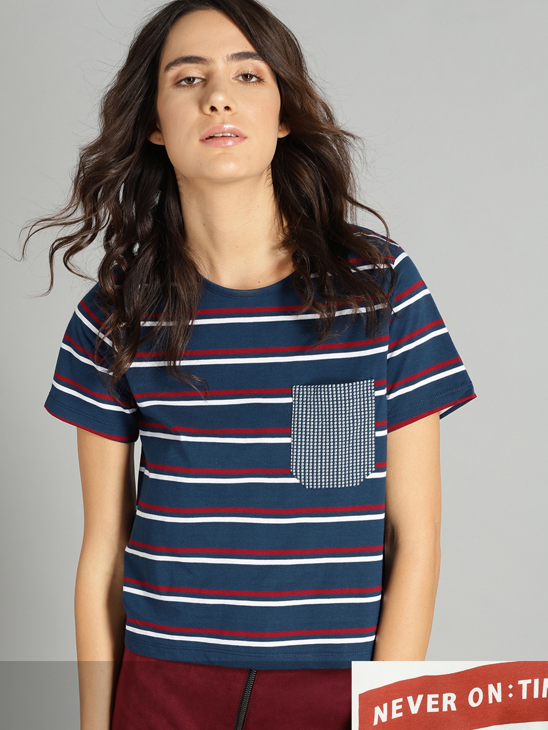 

Roadster Women Pack of 2 Cotton T-shirts, Navy blue
