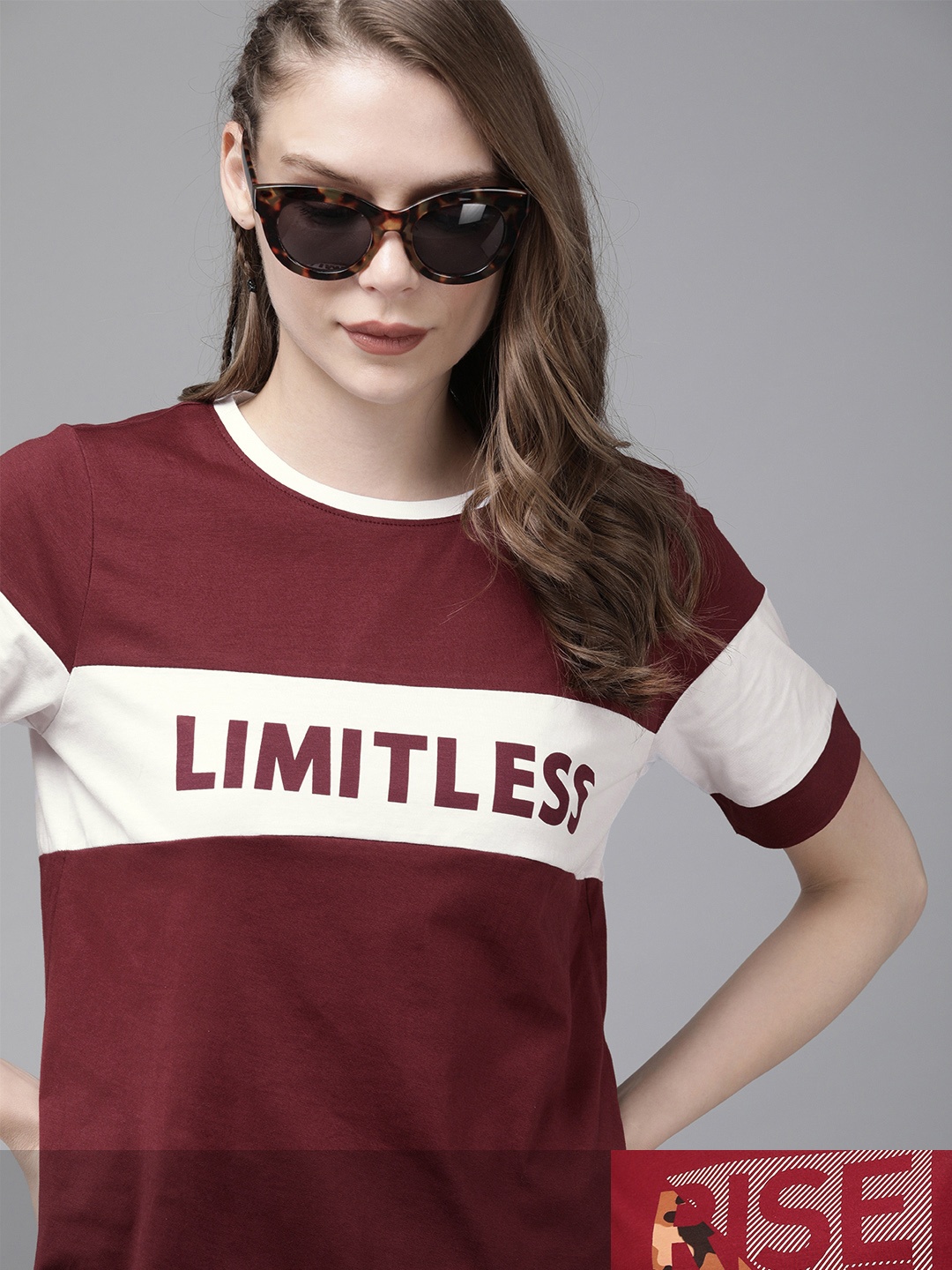 

Roadster Women Pack of 2 Cotton T-shirts, Maroon