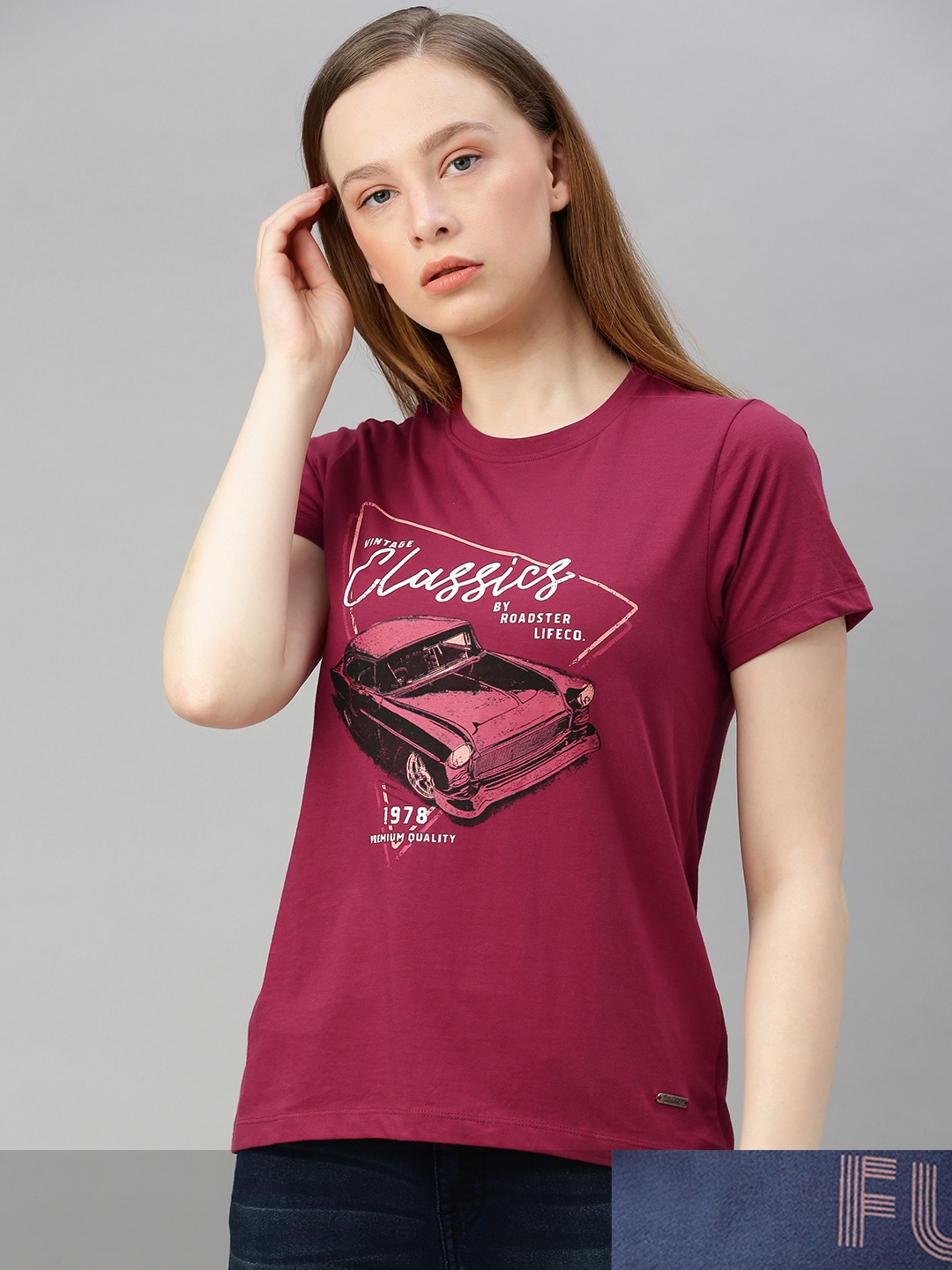 

Roadster Women Pack of 2 Cotton T-shirts, Navy blue
