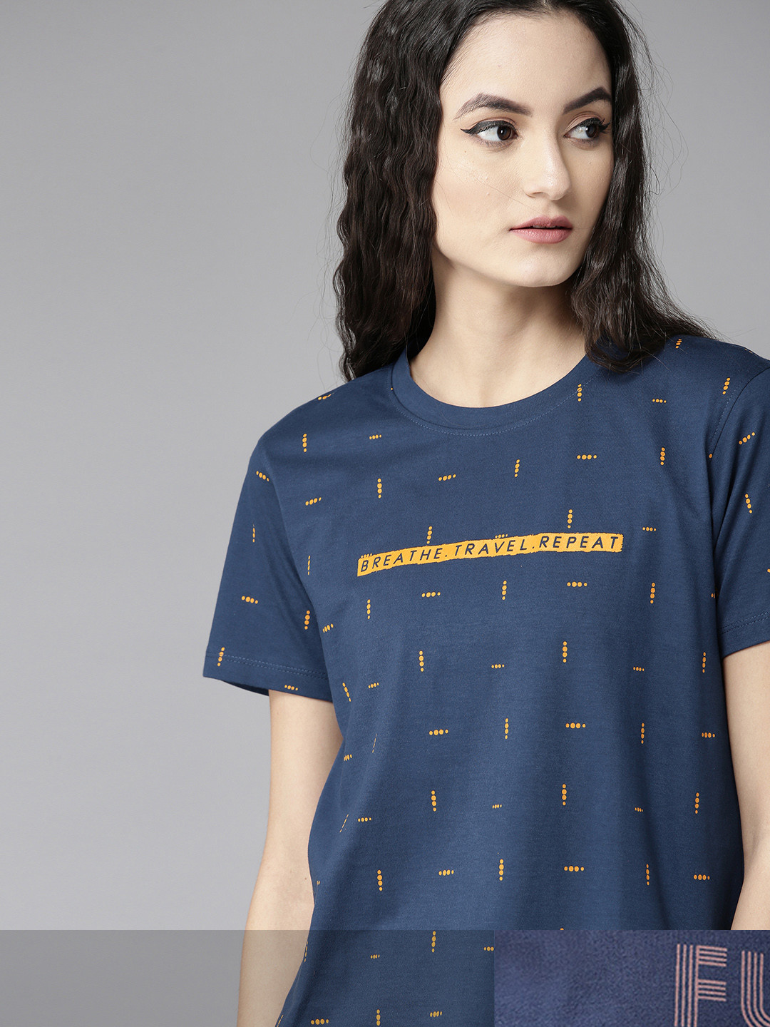 

Roadster Women Pack of 2 Cotton T-shirts, Navy blue