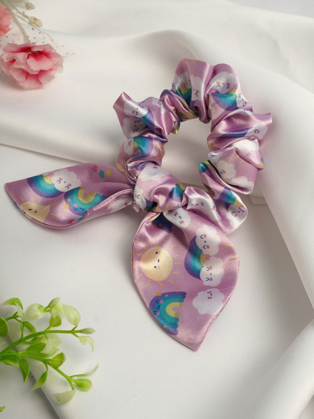 

Ferosh Women Mauve & Blue Printed Ponytail Holders