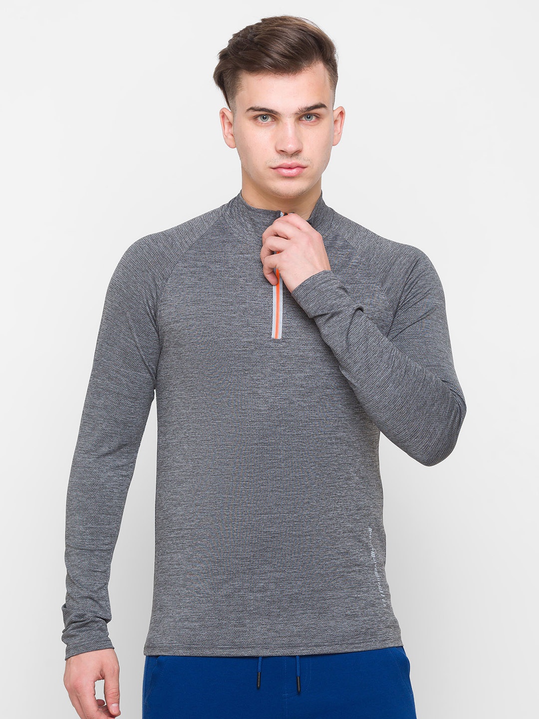 

Globus Men Grey High Neck Slim Fit T-shirt