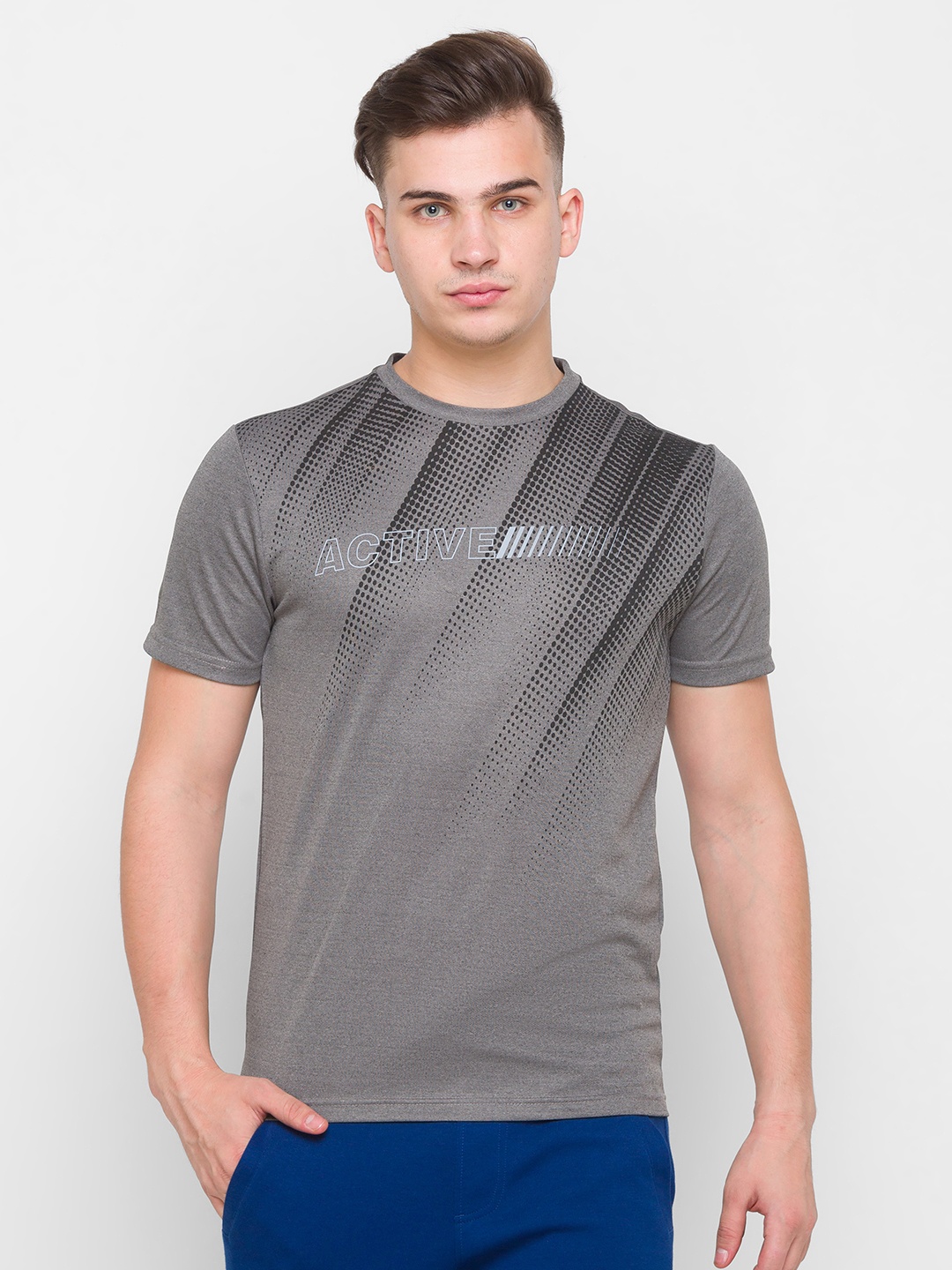 

Globus Men Grey Printed Slim Fit T-shirt