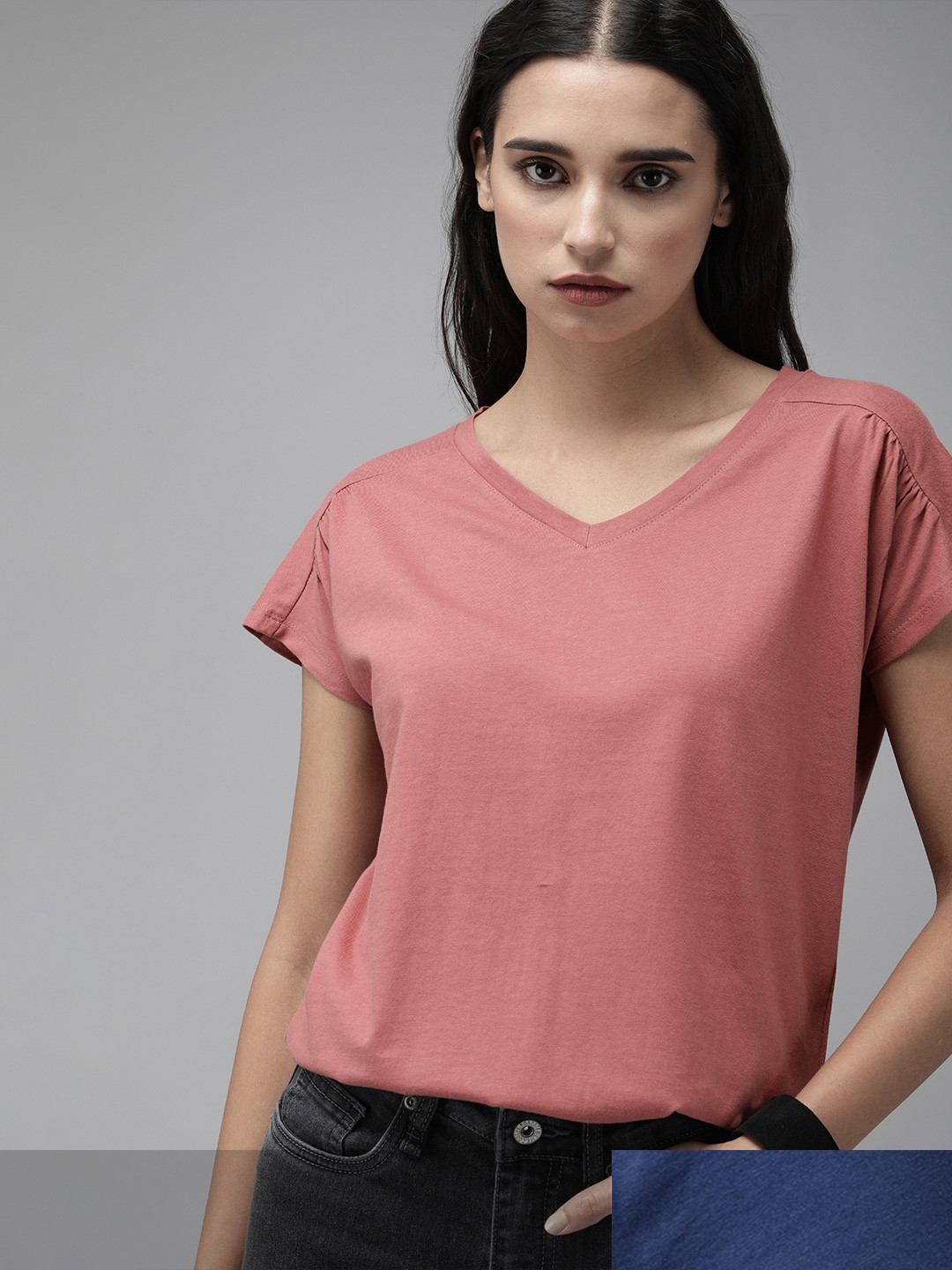 

Roadster Women Pack of 2 Pure Cotton T-shirts, Rose