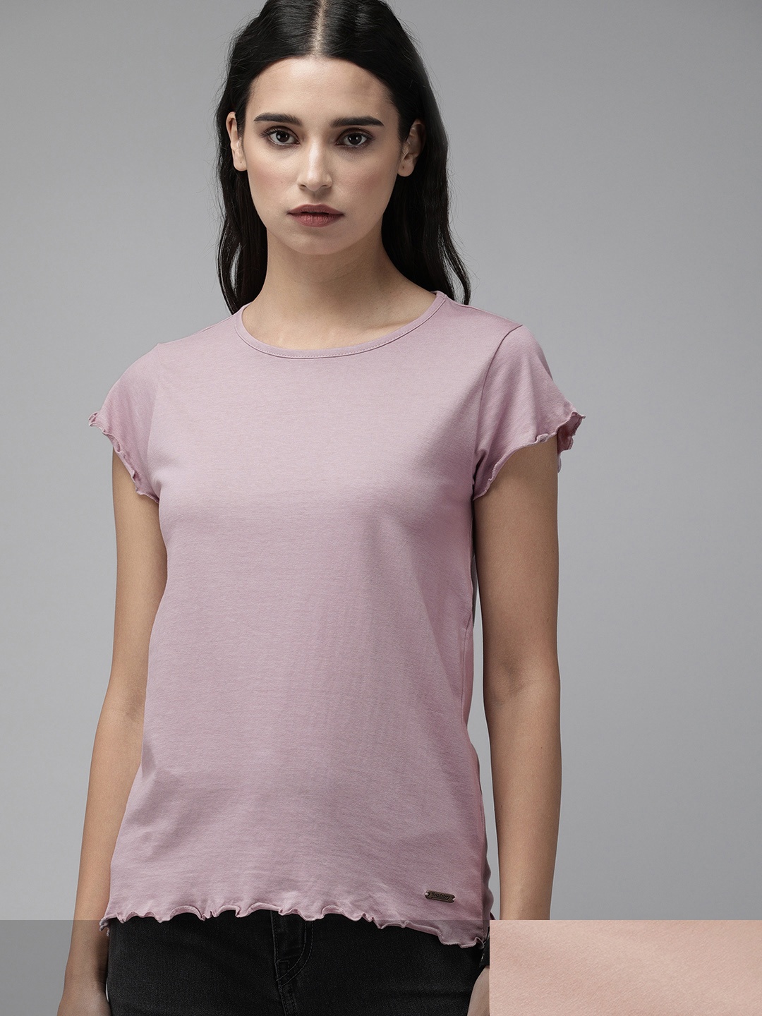 

Roadster Women Pack of 2 Pure Cotton T-shirts, Pink