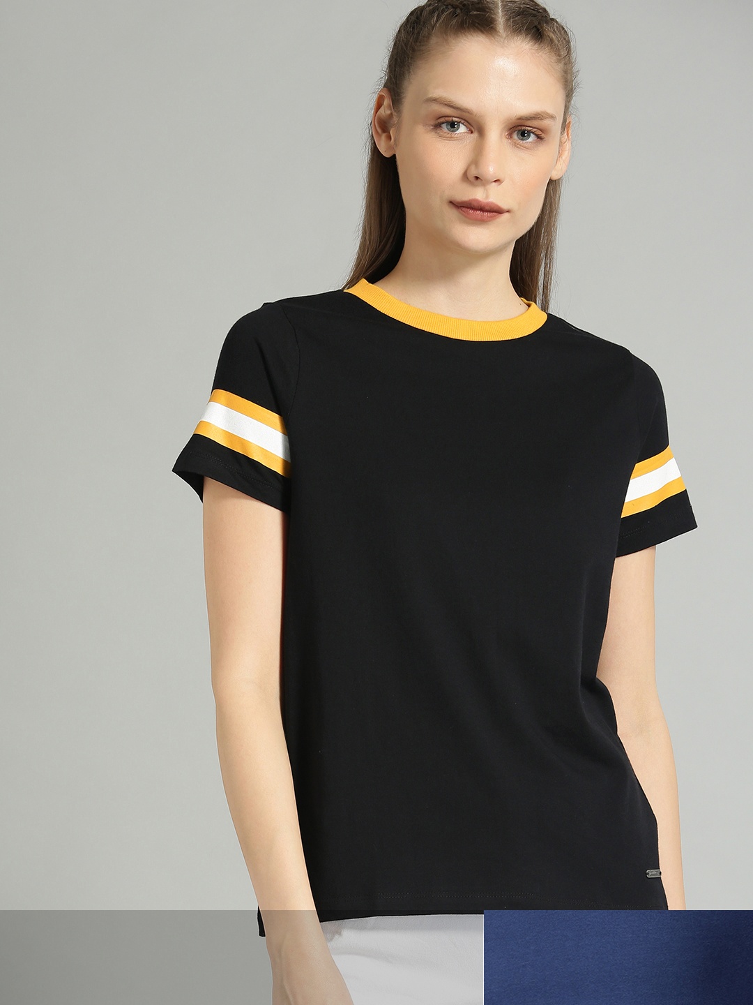 

Roadster Women Pack of 2 Pure Cotton T-shirts, Black