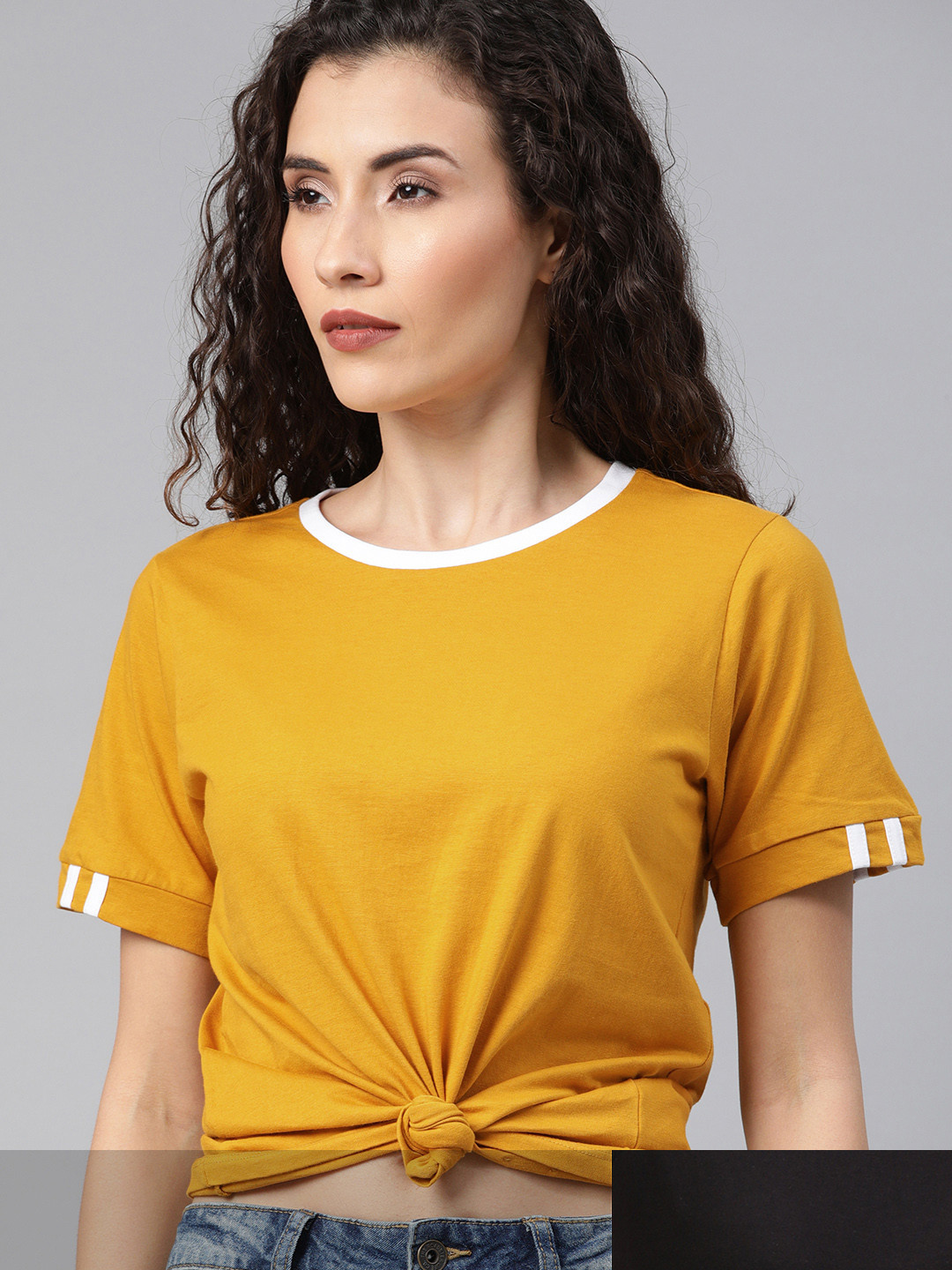 

Roadster Women Pack of 2 Pure Cotton T-shirts, Mustard