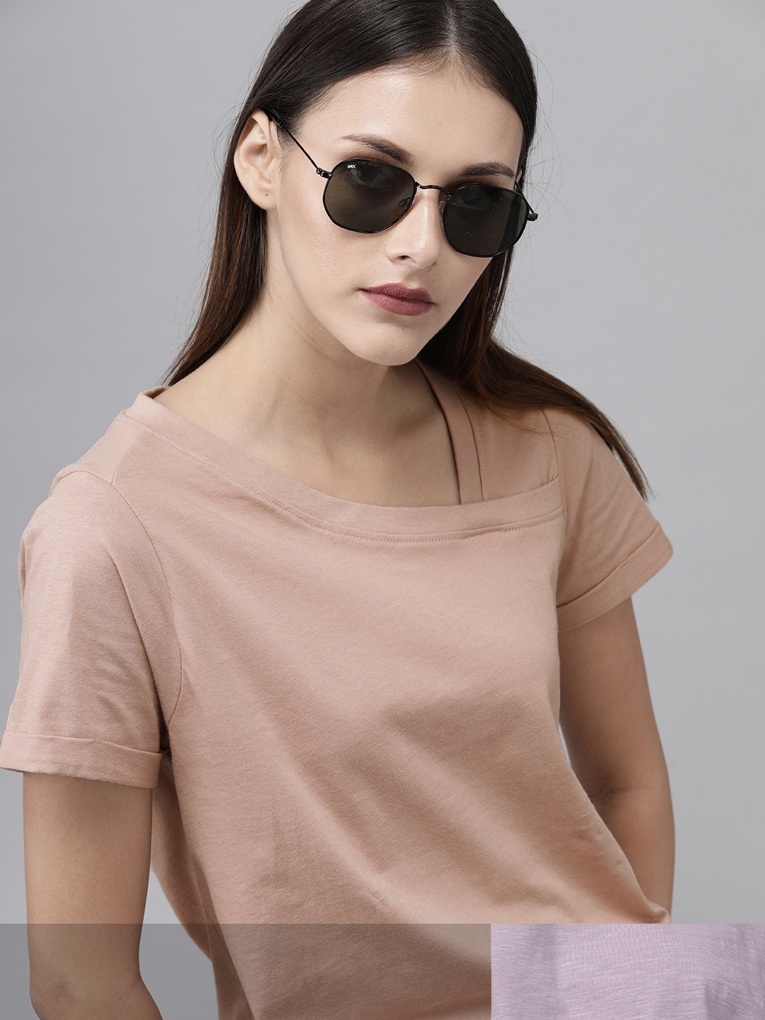 

Roadster Women Pack of 2 Pure Cotton T-shirts, Peach