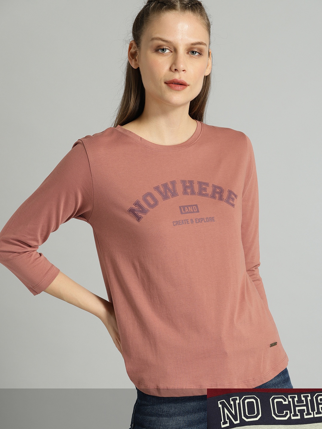 

Roadster Women Pack of 2 Cotton T-shirts, Maroon