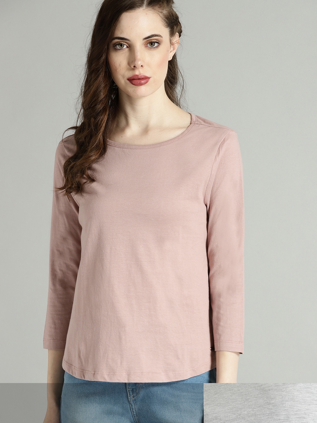 

Roadster Women Pack of 2 Cotton T-shirts, Rose