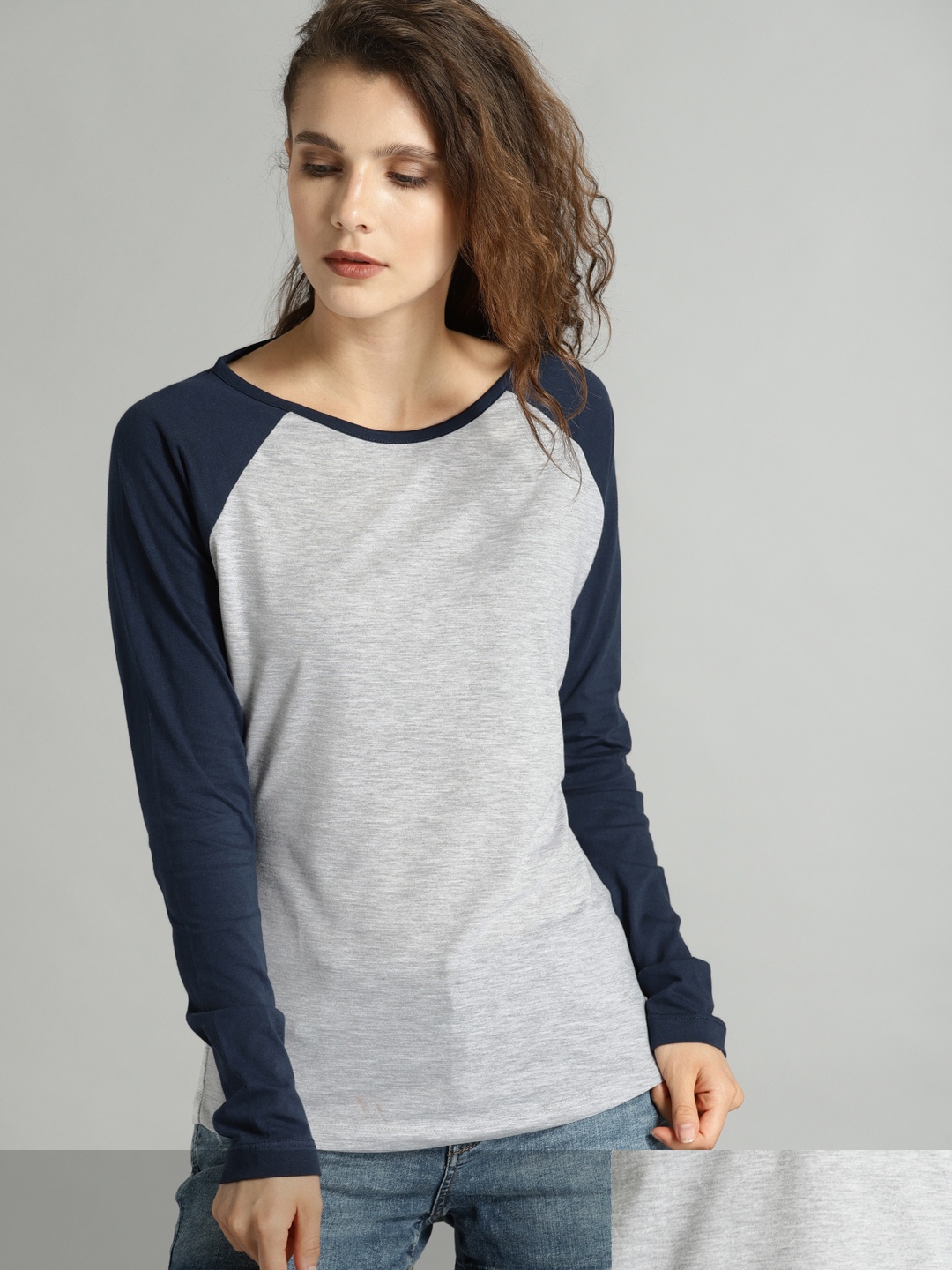 

Roadster Women Pack of 2 Pure Cotton Colourblocked T-shirts, Grey