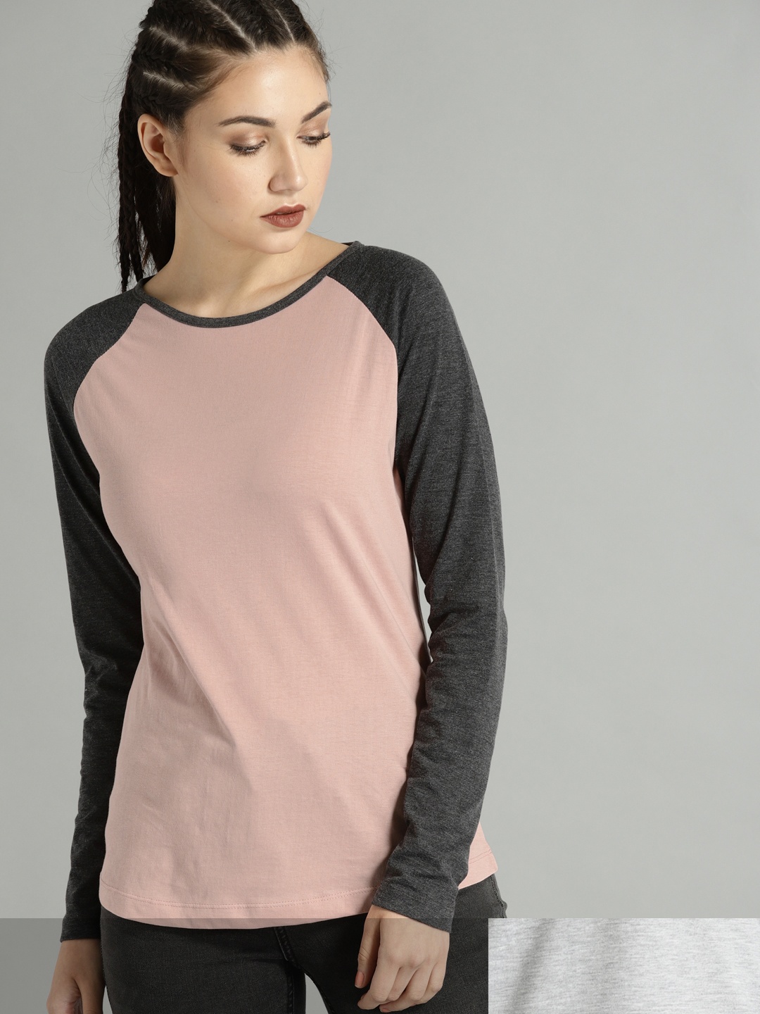 

Roadster Women Pack of 2 Pure Cotton Colourblocked T-shirts, Grey