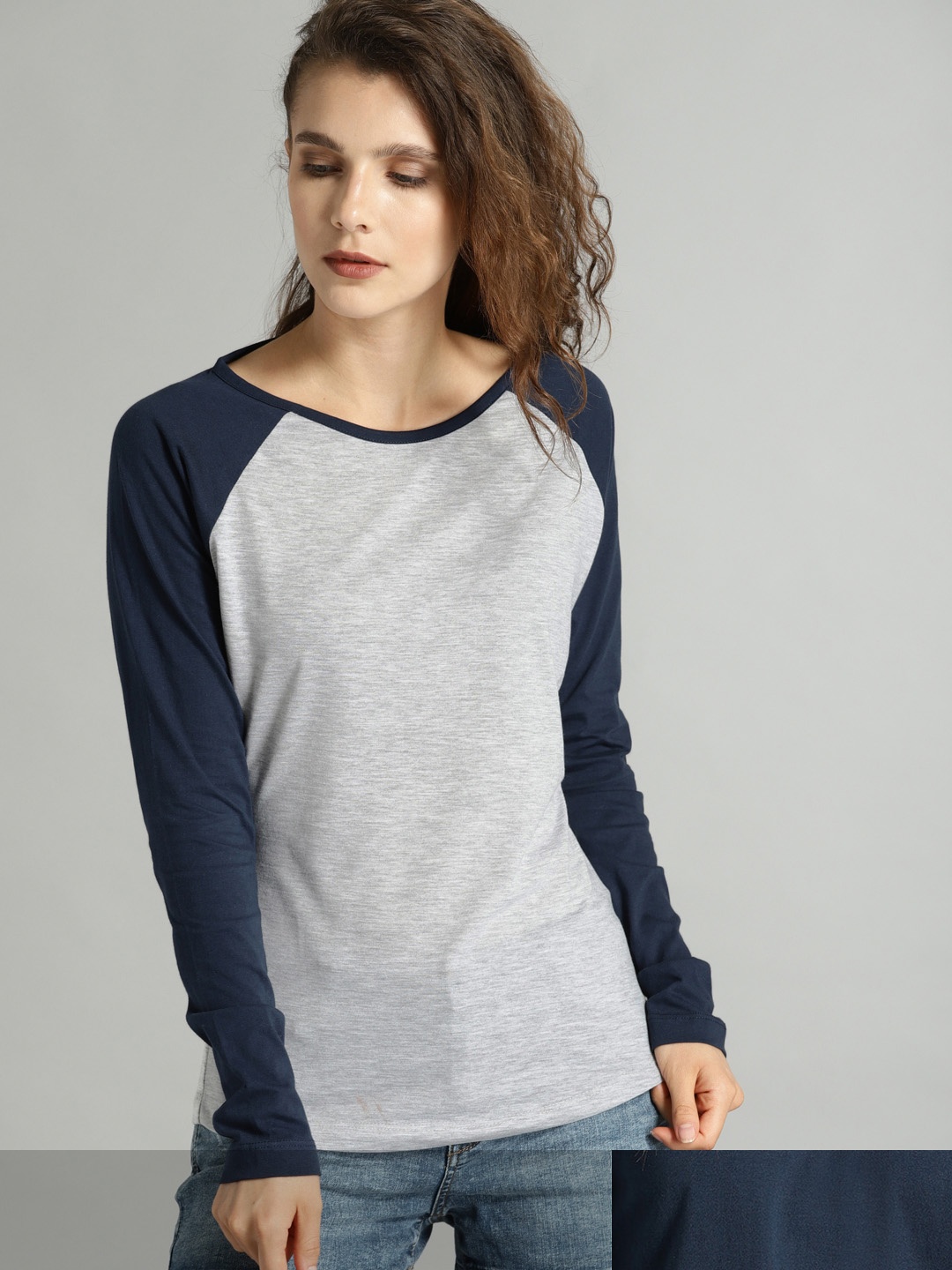 

Roadster Women Set Of 2 Pure Cotton T-shirts, Grey melange