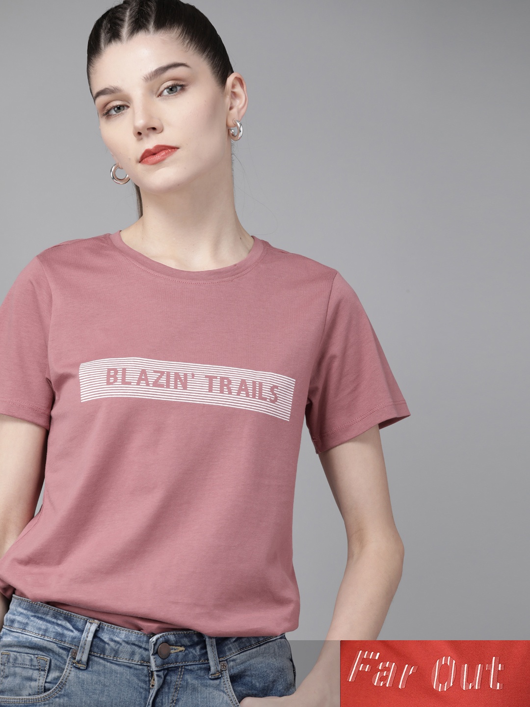 

Roadster Women Pack of 2 Pure Cotton Typography Print T-shirts, Red