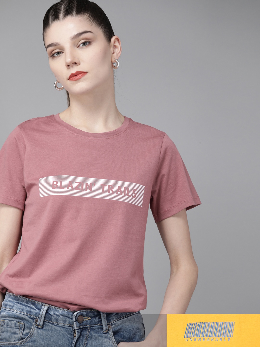 

Roadster Women Pack of 2 Pure Cotton Printed T-shirts, Rose