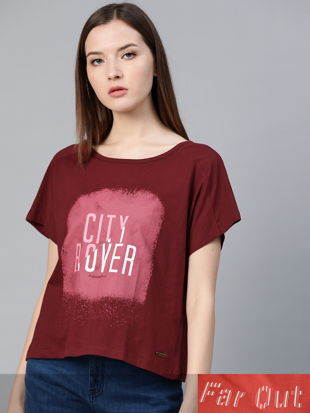 

Roadster Women Pack of 2 Pure Cotton Typography Print T-shirts, Red