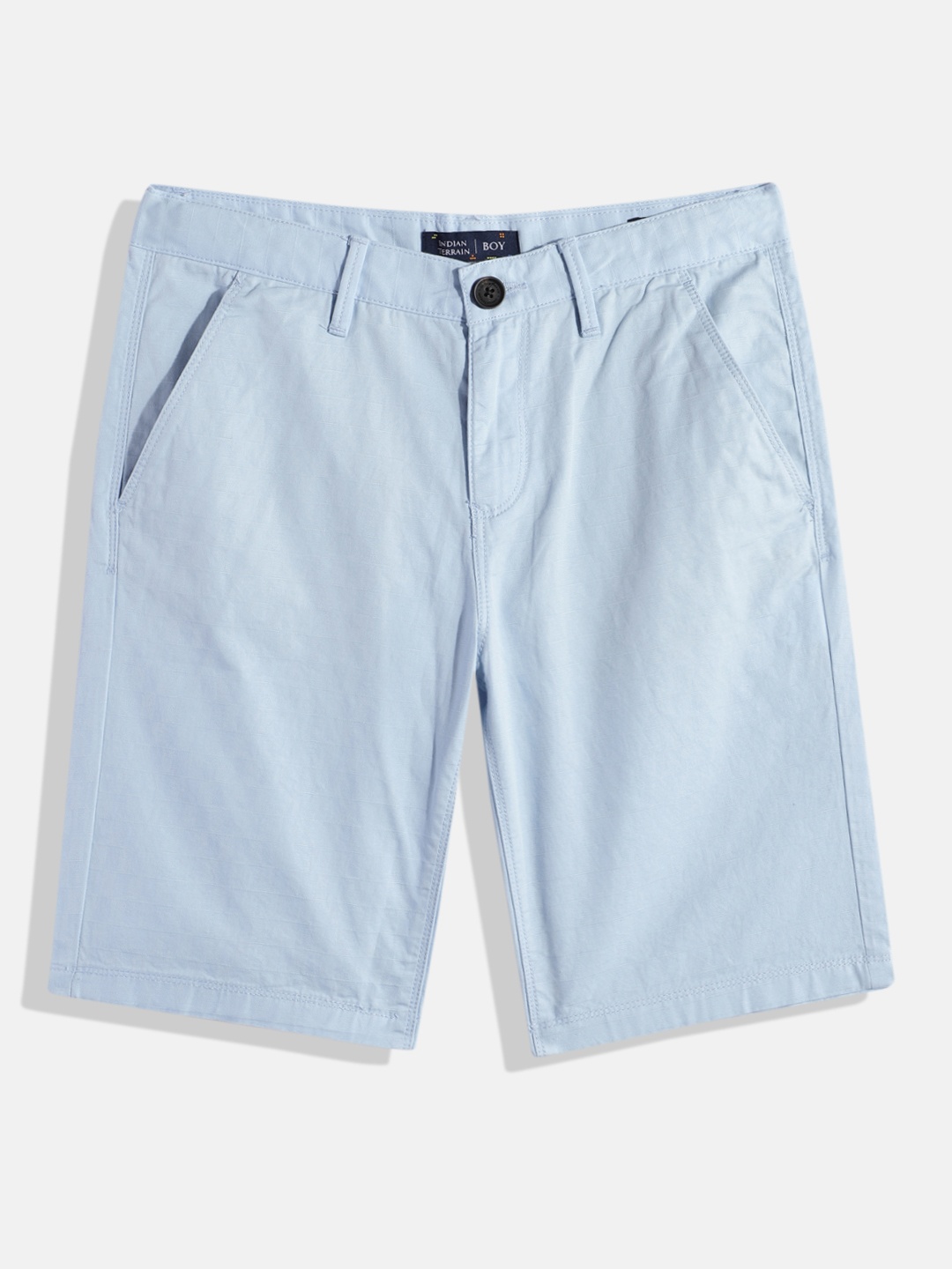 

Indian Terrain Boys Self Design Regular Fit Mid-Rise Shorts, Blue