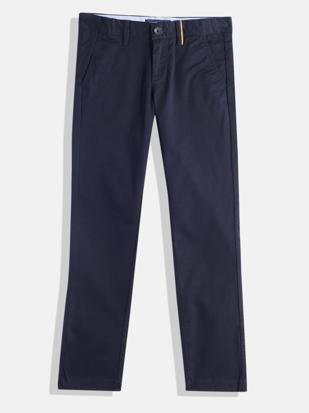 

Indian Terrain Boys Solid Regular Fit High-Rise Plain Flat-Front Chinos, Navy blue