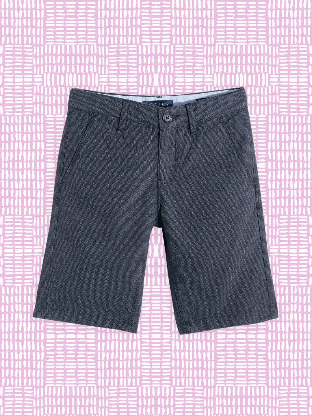 

Indian Terrain Boys Navy Blue Printed Pure Cotton Chino Shorts