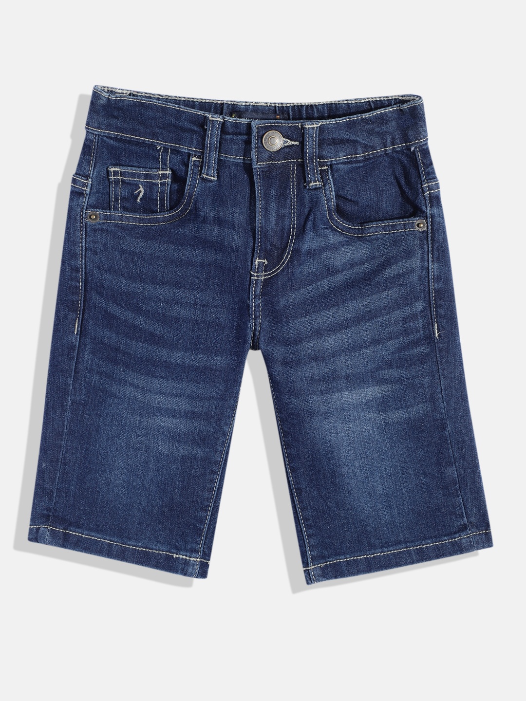 

Indian Terrain Boys Whiskers & Chevrons Effect Denim Shorts, Blue