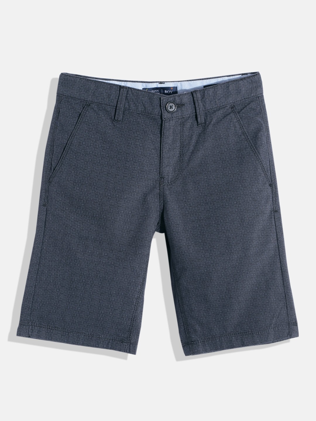 

Indian Terrain Boys Navy Blue Printed Pure Cotton Chino Shorts