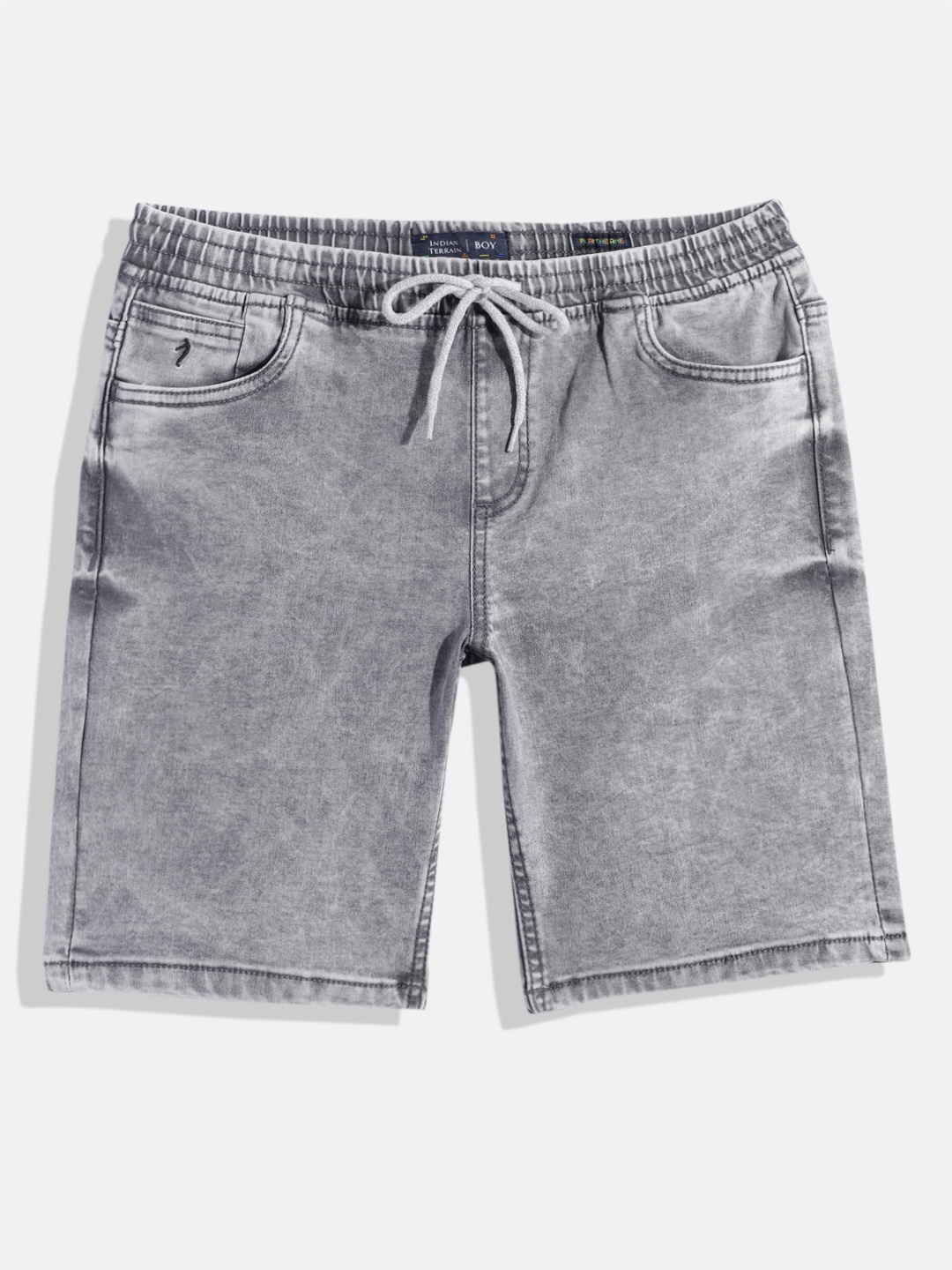 

Indian Terrain Boys Washed Regular Fit Mid-Rise Denim Shorts, Grey