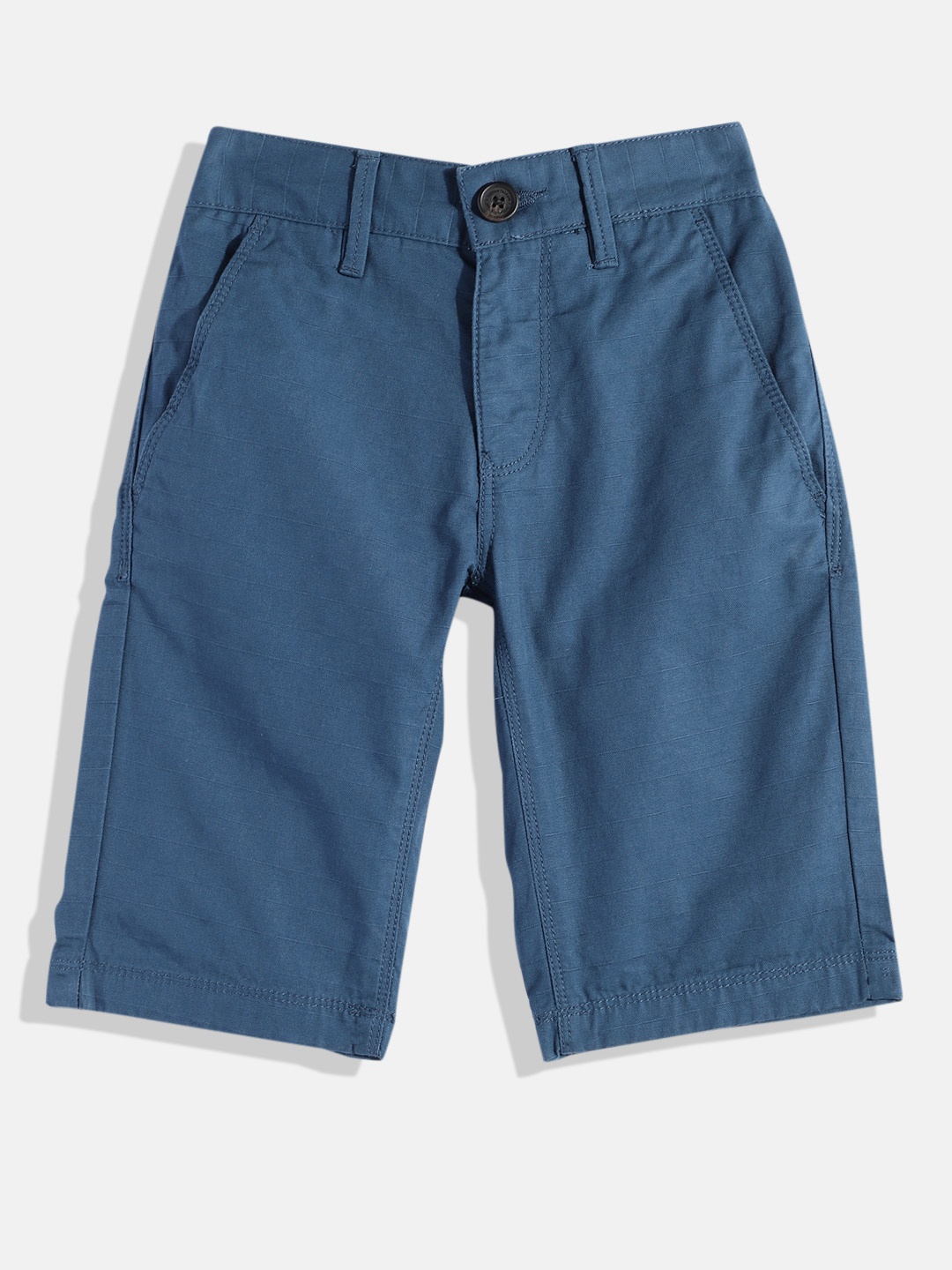 

Indian Terrain Boys Self Striped Pure Cotton Chino Shorts, Teal