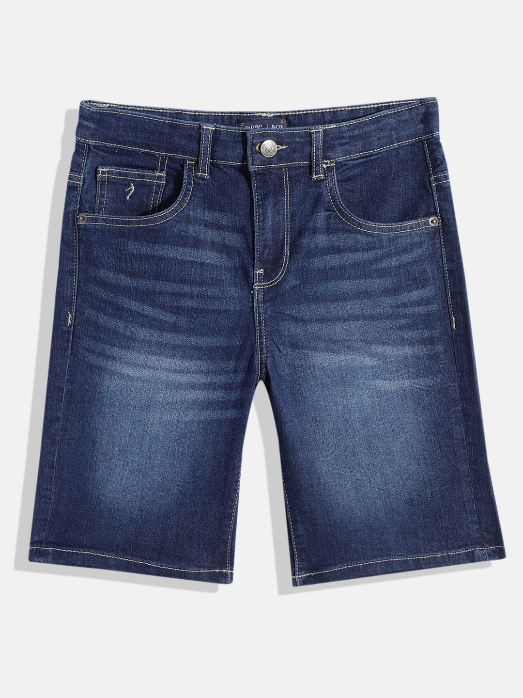 

Indian Terrain Boys Faded Regular Fit Mid-Rise Denim Shorts, Blue