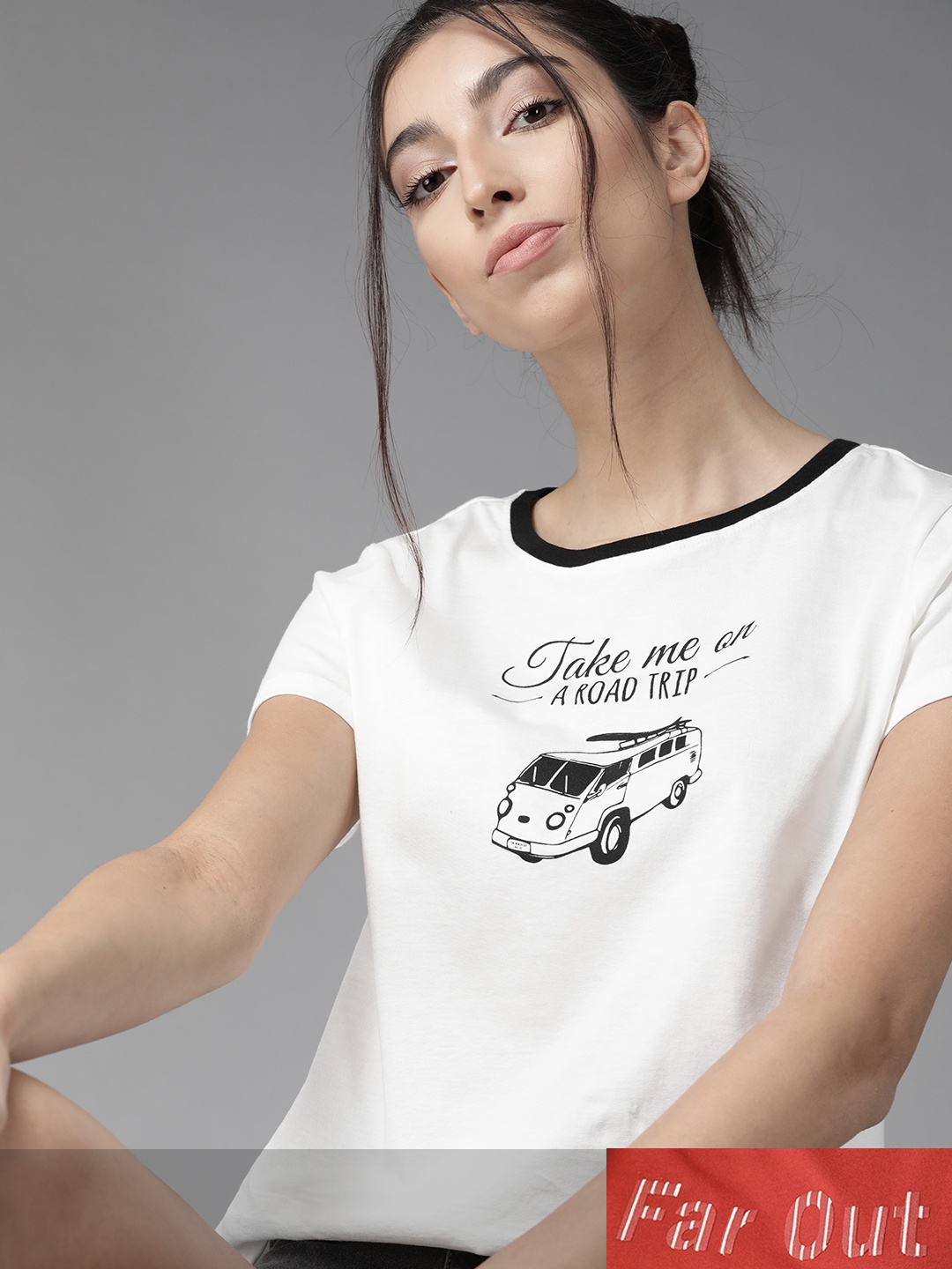 

Roadster Women Pack of 2 Pure Cotton Typography Print T-shirts, White