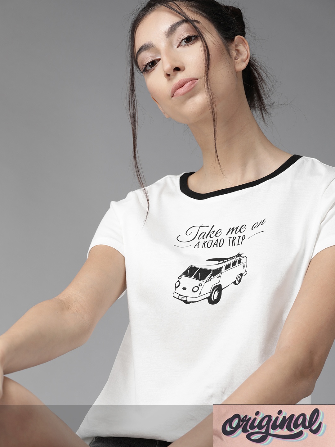 

Roadster Women Pack of 2 Pure Cotton Typography Print T-shirts, White