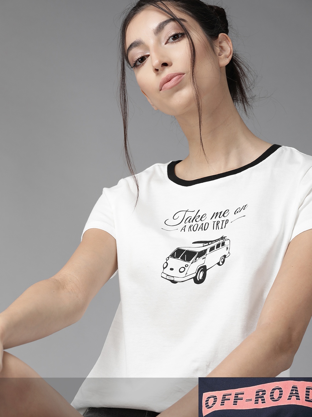 

Roadster Women Pack of 2 Pure Cotton Typography Print T-shirts, White