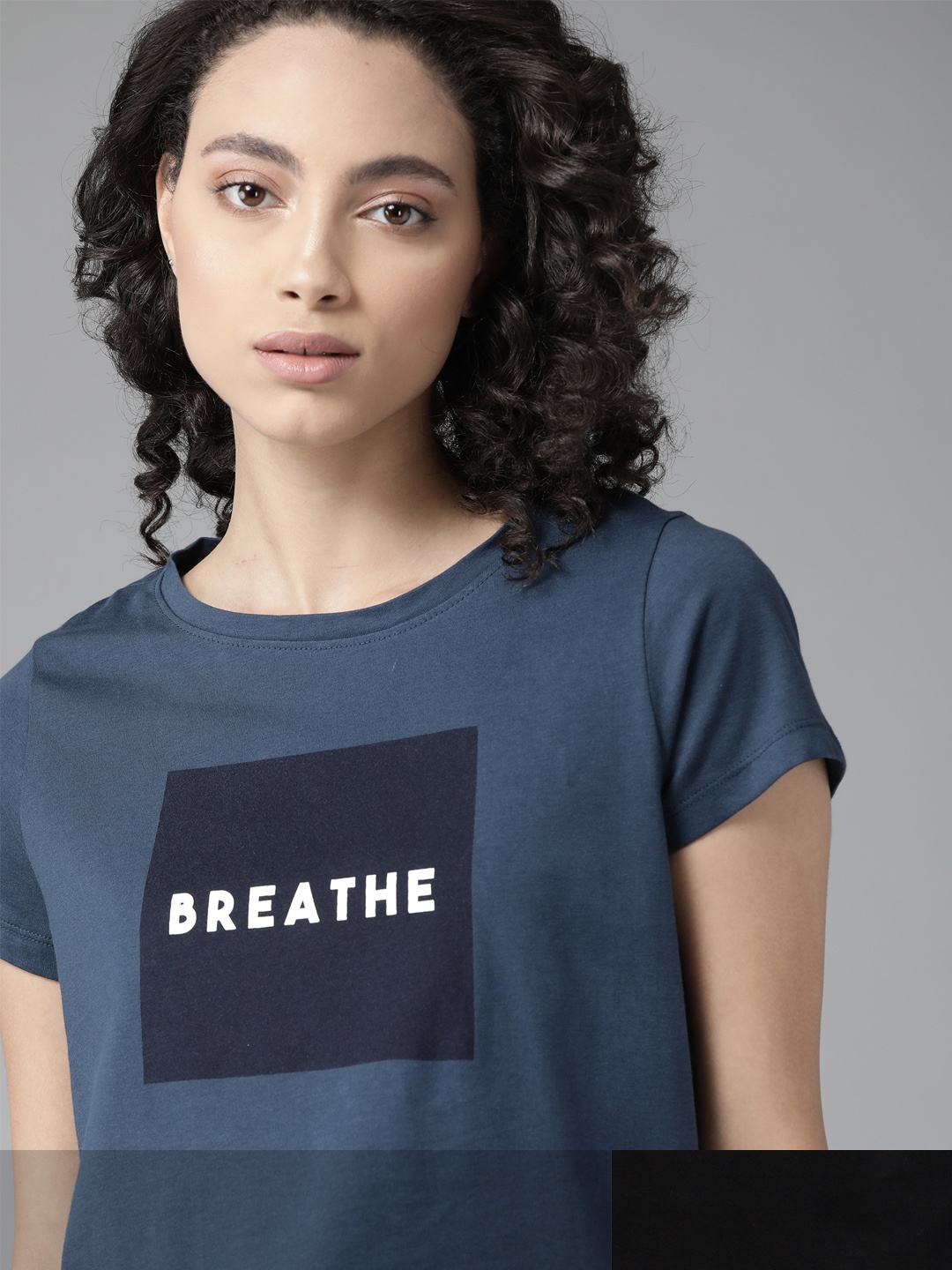 

Roadster Women Set Of 2 Printed Pure Cotton T-shirts, Black