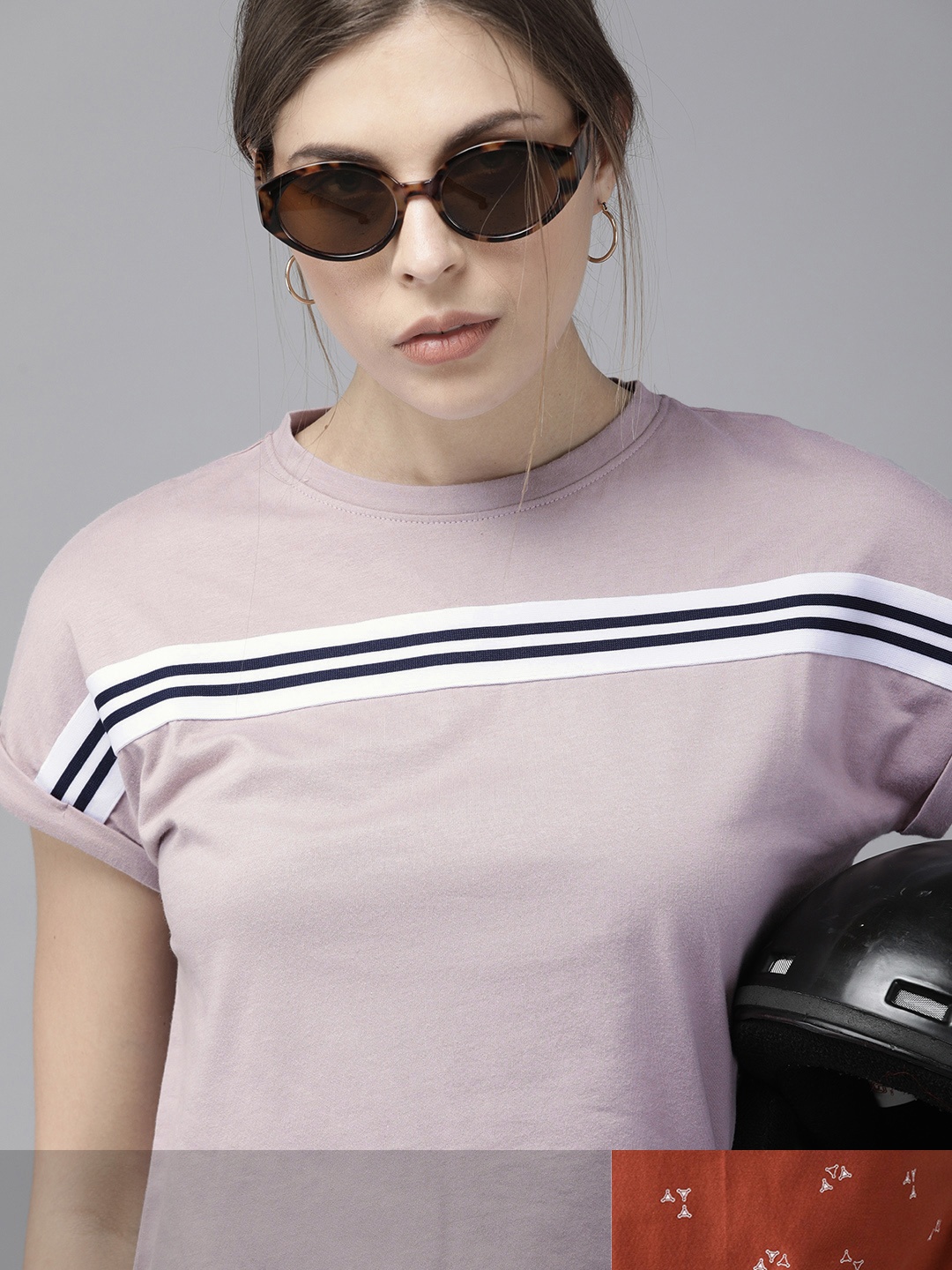 

Roadster Women Pack of 2 Cotton T-shirt, Mauve