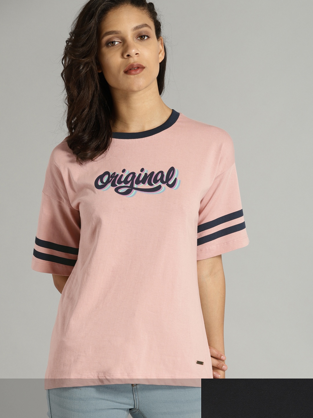 

Roadster Women Pack of 2 Cotton T-shirt, Peach