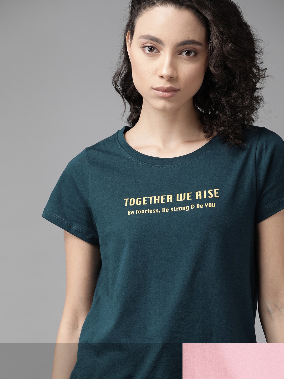 

Roadster Women Pack of 2 Cotton T-shirt, Teal