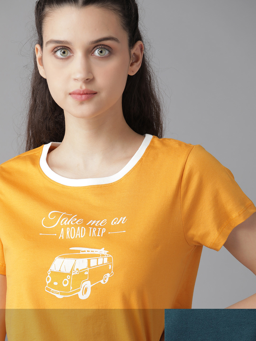 

Roadster Women Pack of 2 Printed Cotton T-shirt, Teal
