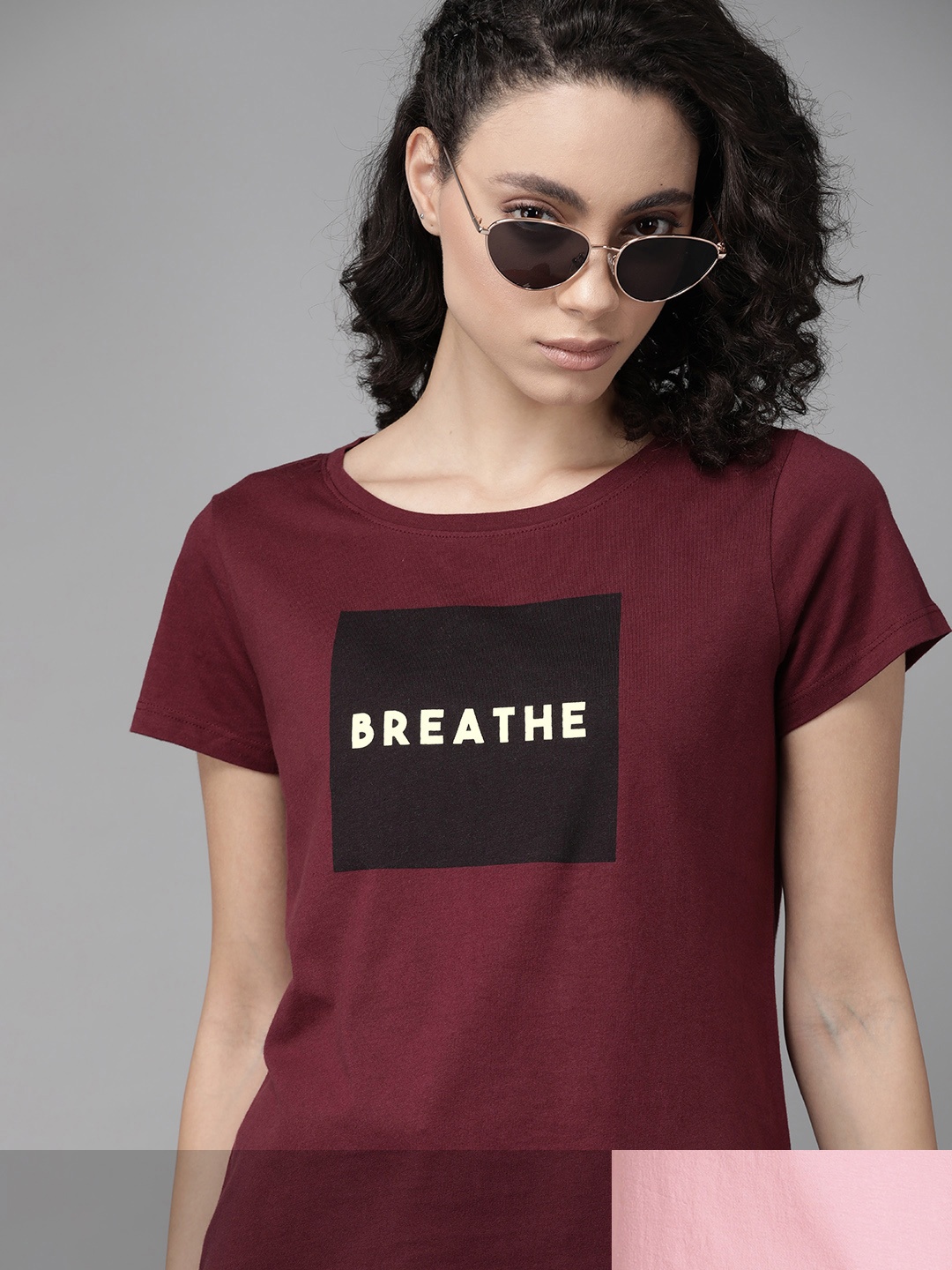 

Roadster Women Pack of 2 Cotton T-shirt, Maroon