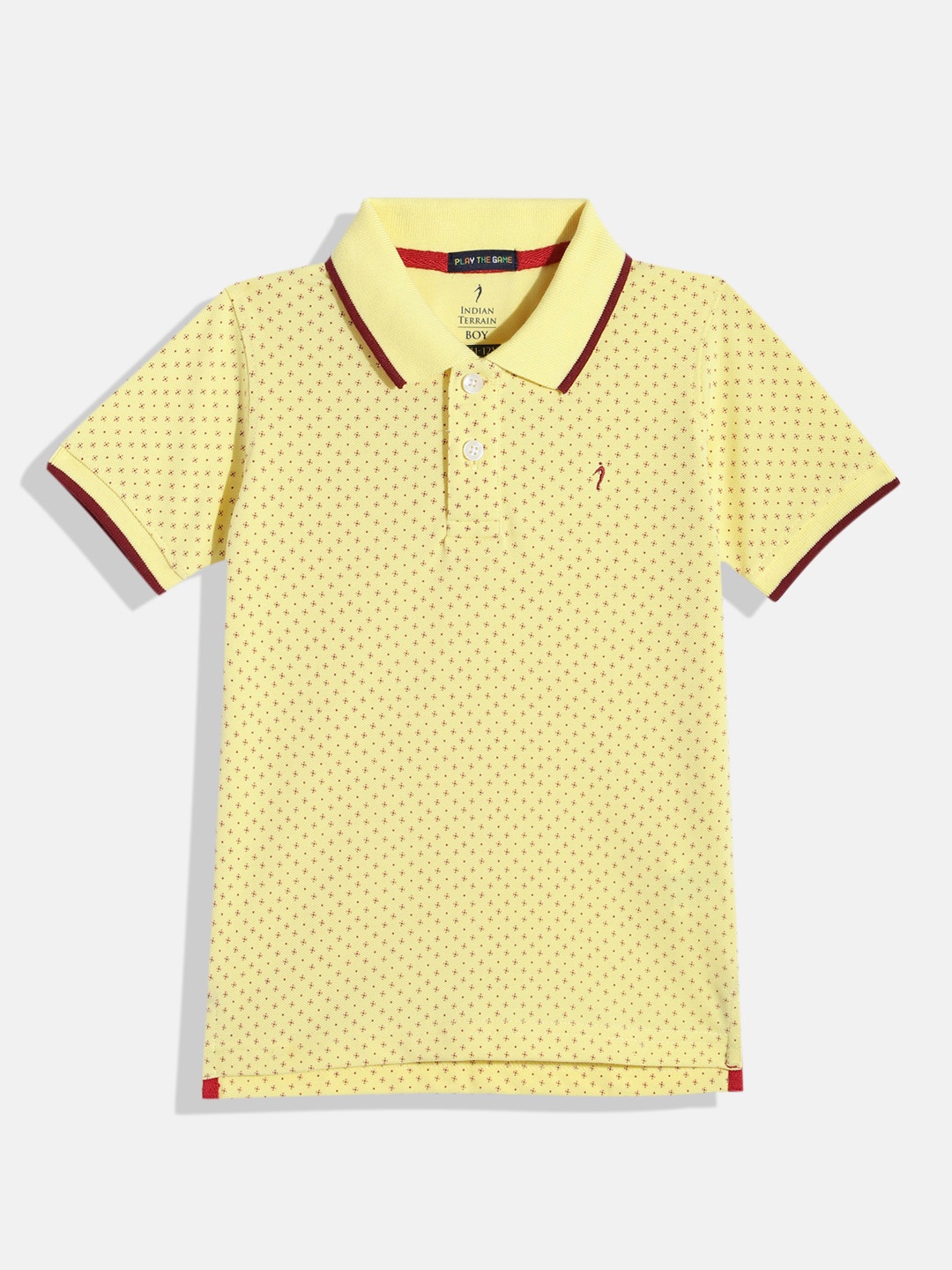 

Indian Terrain Boys Printed Polo Collar T-shirt, Yellow