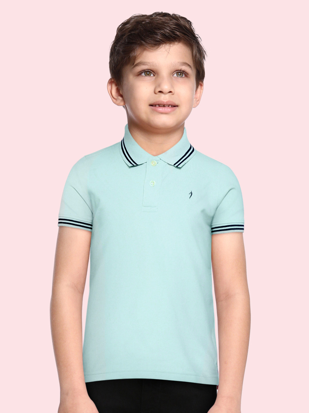 

Indian Terrain Boys Blue Solid Polo Collar T-shirt Engineered with Anti-Static