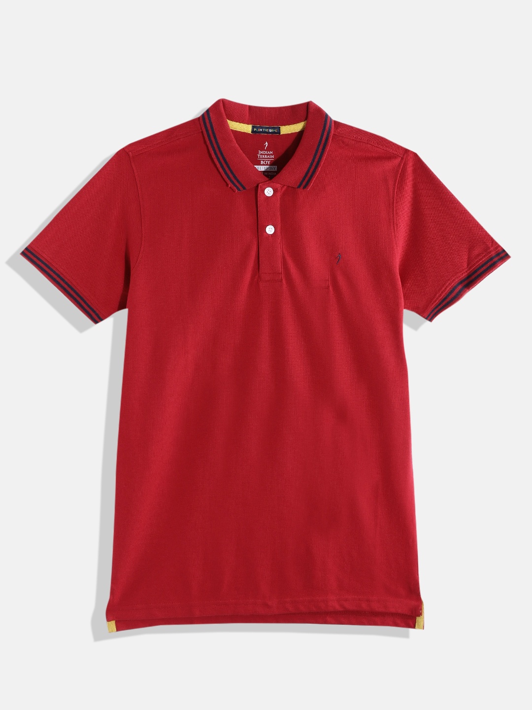 

Indian Terrain Boys Red Solid Polo Collar T-shirt Engineered with Anti-Static