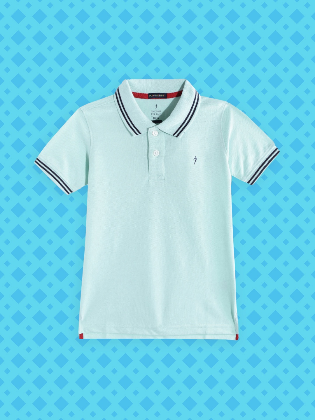 

Indian Terrain Boys Blue Solid Polo Collar T-shirt Engineered with Anti-Static