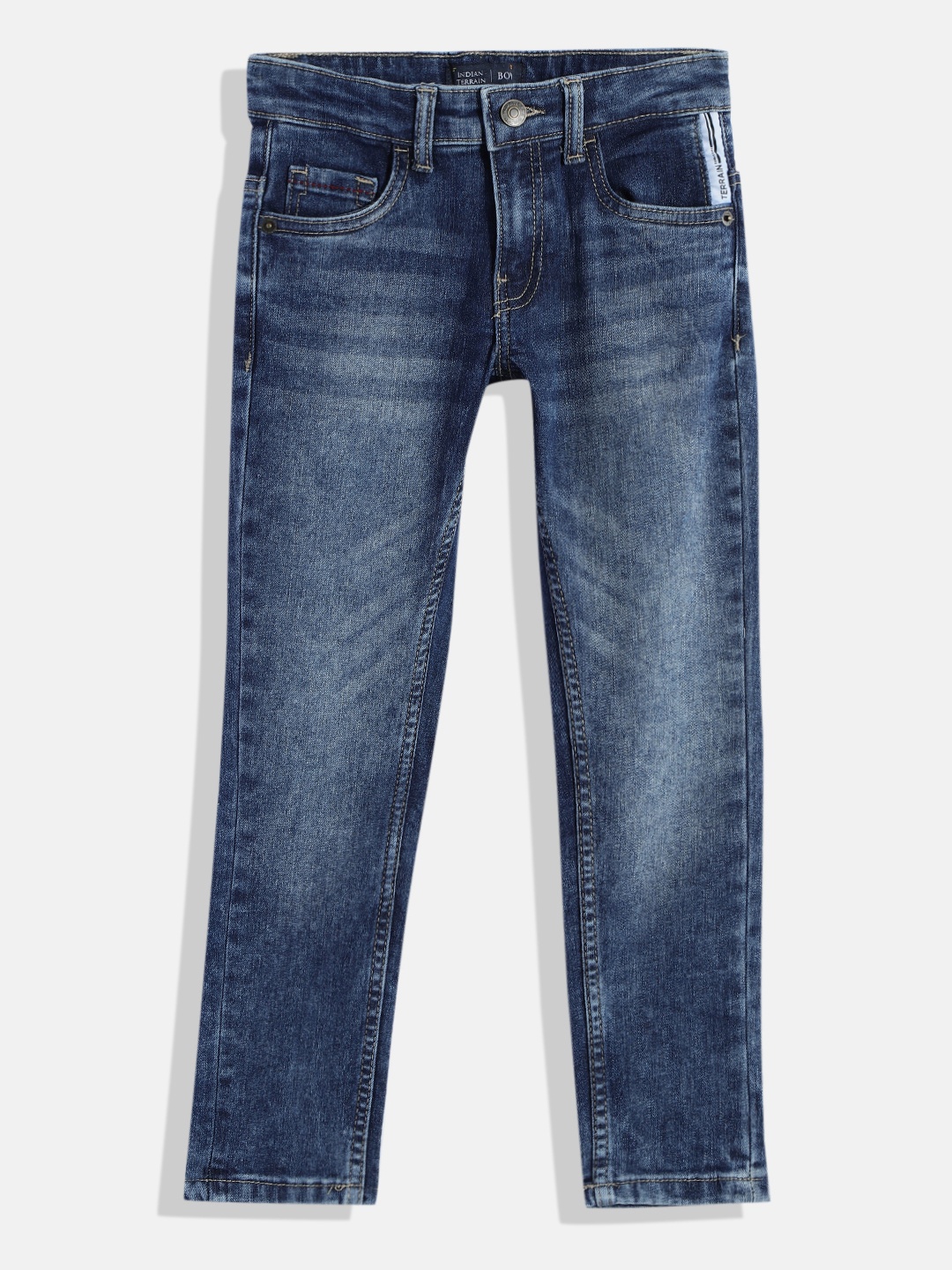 

Indian Terrain Boys Heavy Fade Stretchable Regular Fit Jeans, Blue