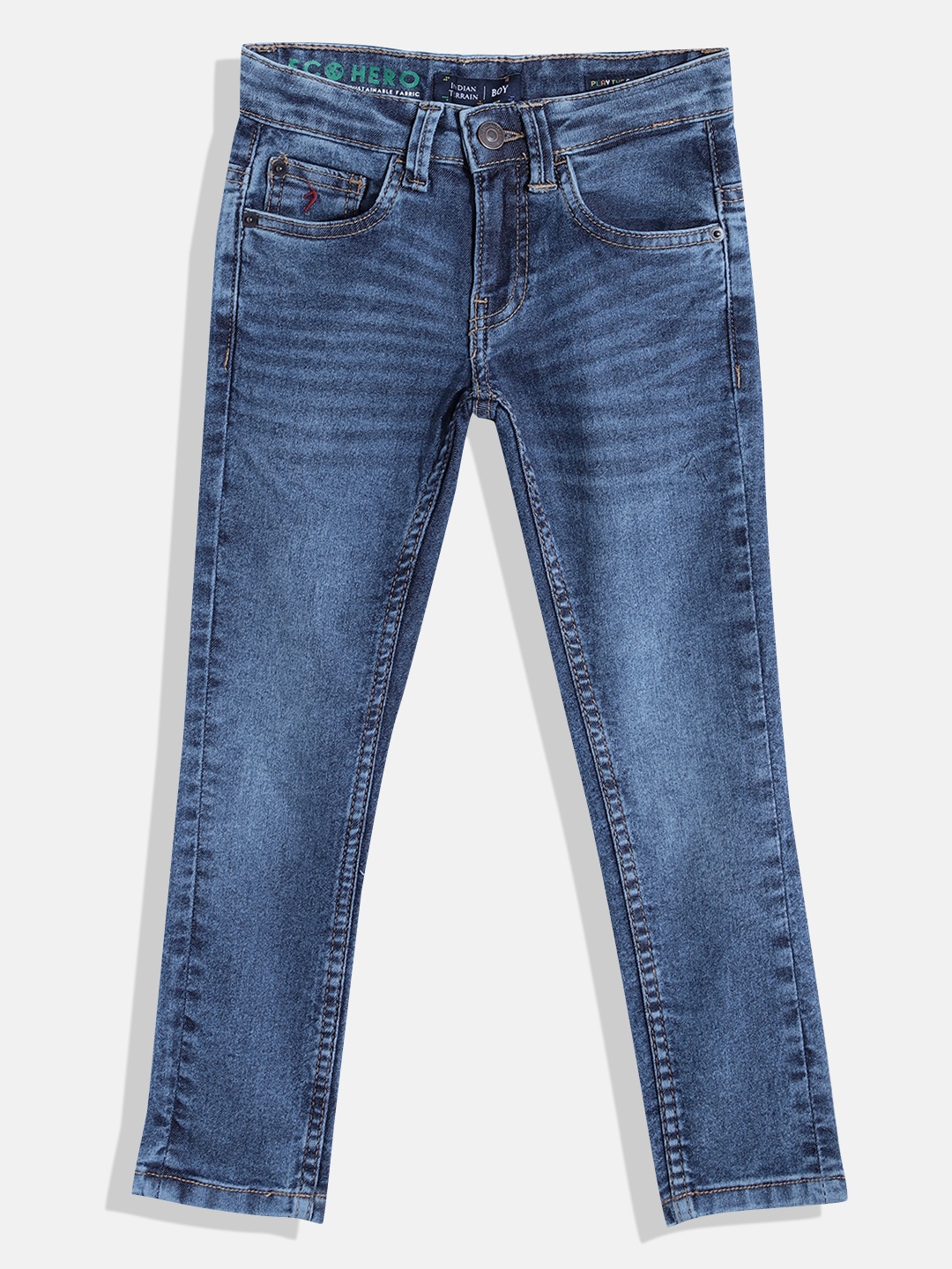 

Indian Terrain Boys Light Fade Stretchable Jeans, Blue
